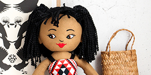 Close up of Maori soft toy doll